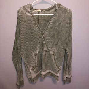 Waffle Knit Hooded Shirt